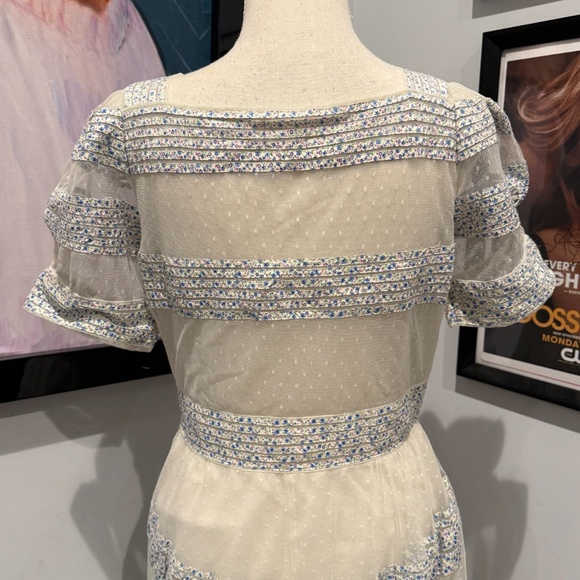 LoveShackFancy Tulle Tiered White Floral Maxi Dress 6 - Picture 6 of 7